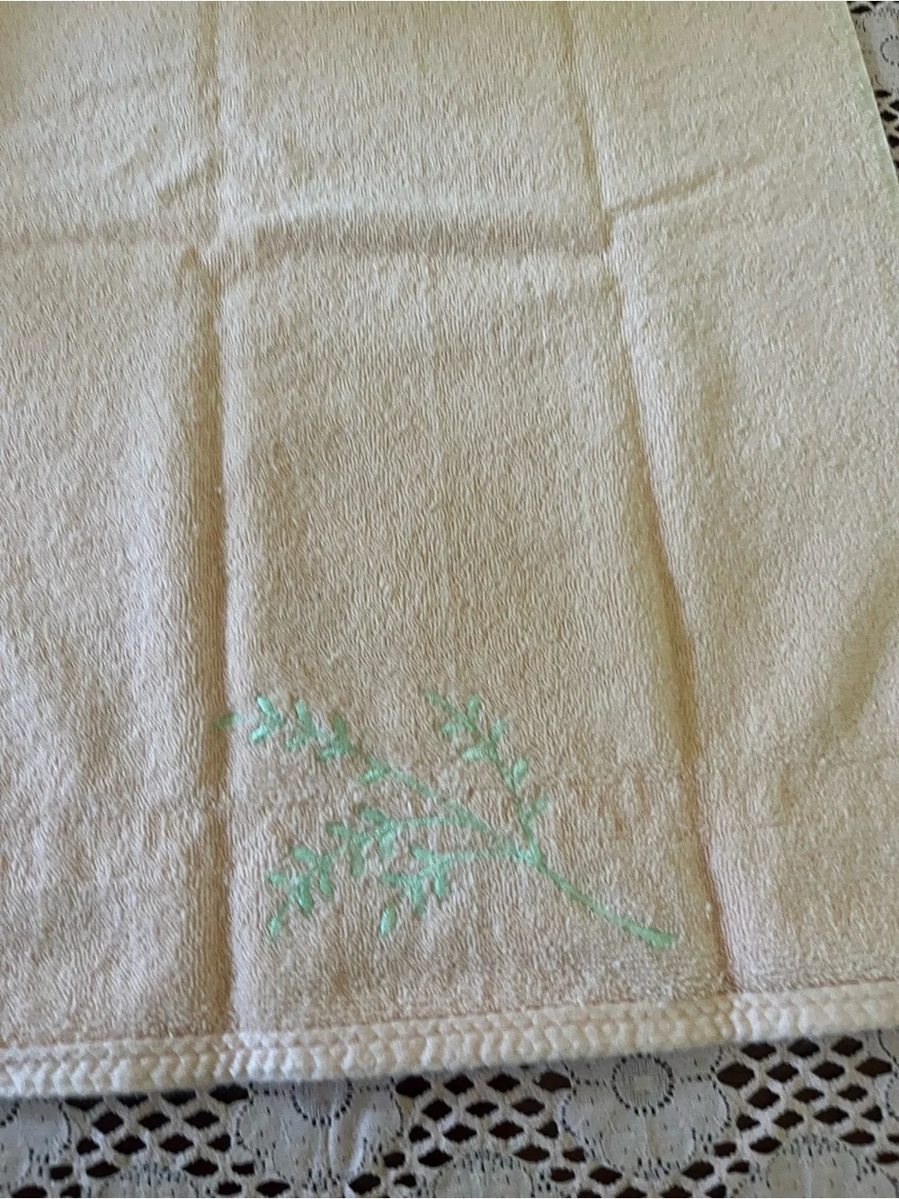 Decorative Cream Hand Towel with Satin Ribbon Rose
